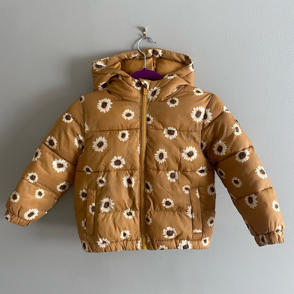 Miles The Label Girl Puffer Jacket‎ 3Y Floral Hooded Quilted Outdoor Winter